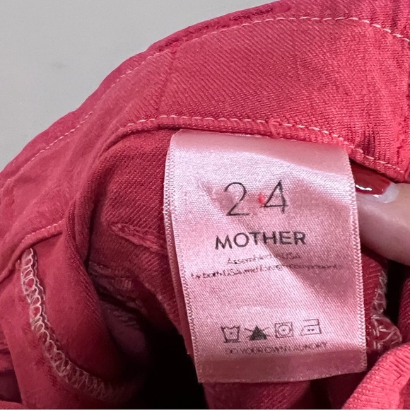 Mother Jeans The Tie Patch Looker Red Skinny Slim Fruit Punch Pants Holiday - Picture 15 of 16